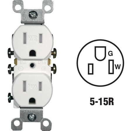 1PACK Leviton 15A White Tamper & Weather Resistant Residential Grade 5-15R Duplex Outlet