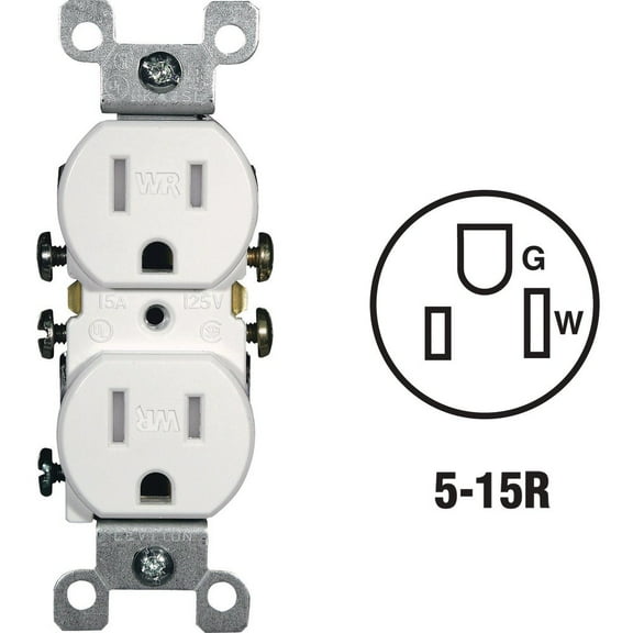 1PACK Leviton 15A White Tamper & Weather Resistant Residential Grade 5-15R Duplex Outlet