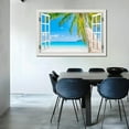 thumbnail image 4 of Tropical Beach Wall Art Picture for Living Room - Window Frame Style Canvas Wall Decor Palm Tree - Coastal Art Print for Bedroom - Blue Ocean Artwork on Canvas for Home decoration, 4 of 8