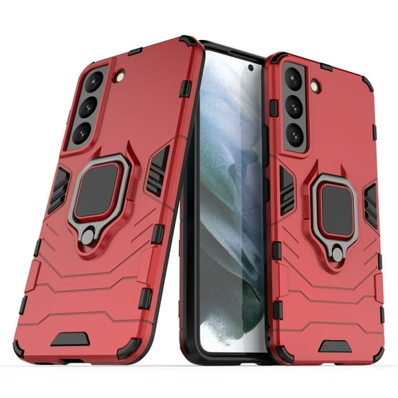 ELEHOLD Heavy Duty Case for Samsung Galaxy S23 Plus,Armor Rugged Protective Magnetic Metal Ring Holder Kickstand Function Shockproof Anti-Scratch Non-Slip Slim Case for Samsung S23+,Red