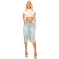 thumbnail image 5 of Fashion2Love Women's Juniors  Calf - Length Non-Stretch Denim Ripped Pencil Skirt, 5 of 7