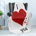 thumbnail image 4 of I Love You Soft Flannel Fleece Blanket, Love Bouquet Shape Abstract Heart Vivid My Dear Friendship Affection Theme Design, Cozy Plush for Indoor and Outdoor Use, 50" x 60", Red White, by Ambesonne, 4 of 5