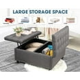 thumbnail image 7 of Grepatio 35.5" Large Square Storage Ottoman, Lift Top Ottoman Bench With Storage, Tufted Upholstered Coffee Table for Living Room, Bedroom (Grey), 7 of 7