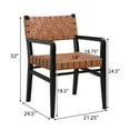 thumbnail image 3 of GDF Studio Issa PU Leather and Rubberwood Dining Chair, Brown, Set of 2, 3 of 10