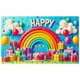 thumbnail image 6 of Colorful Happy Birthday Backdrop Banner with Rainbow Balloons Gifts and Cake Party Supplies Birthday Decoration Photography Props Party Decorations, 6 of 7