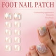 thumbnail image 3 of RAGUPEL 24Pcs Toe Press on Nails Square Short Travel-Ready Set Fake Nails with Glue Blooming Style Square Nails with Comes Includes Mini Glue for Women Style1, 3 of 7
