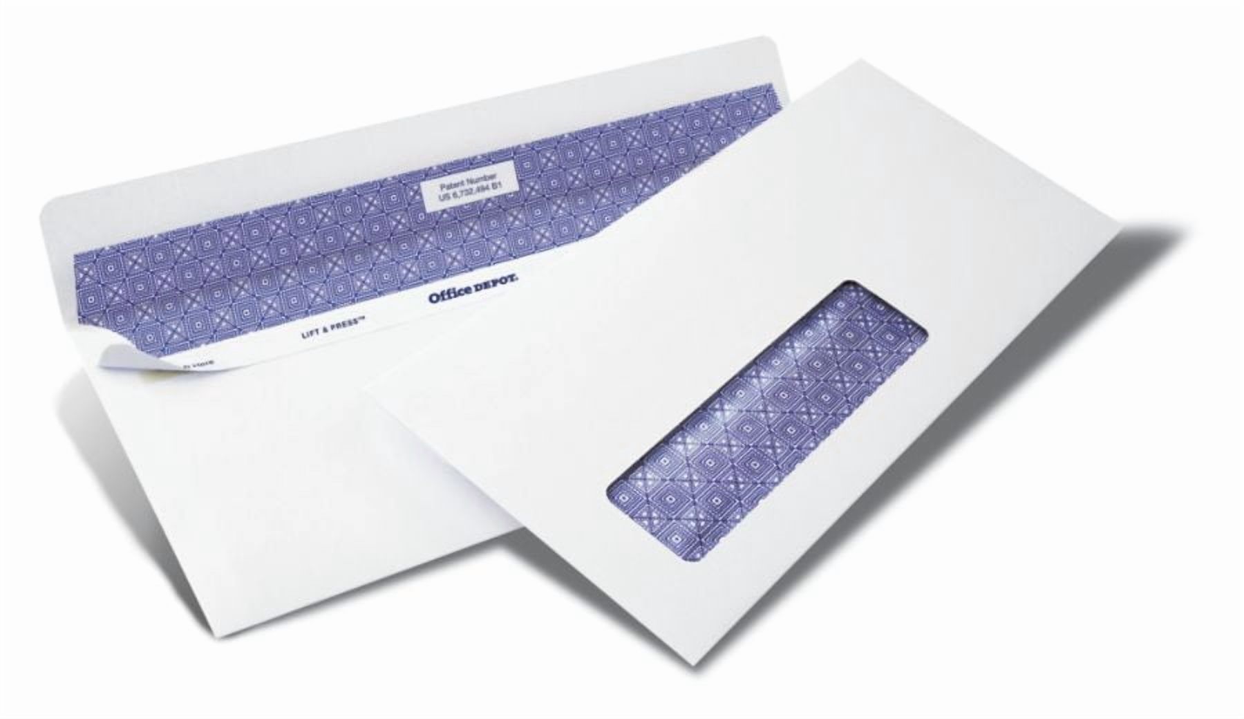 Office Depot 100% Recycled Lift  Press(TM) Window Envelopes, #10 (4 1/8in. x 9 1/2in.), White, Pack Of 250, 76172