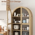thumbnail image 4 of NEGYLIM 71'' Arched Kitchen Pantry Cabinet & Display Cabinet with Glass Doors, 4 Shelves, 2 Drawers, Solid Wood Legs, Suitable for Kitchen, Bedroom and Living Room, Easy Storage, 4 of 13
