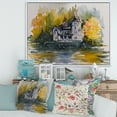 thumbnail image 2 of Designart 'Castle With Autumn Trees By The Lake' Lake House Framed Canvas Wall Art Print, 2 of 5