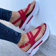 thumbnail image 4 of Sandalias De Tiras Con Plataforma Para Mujer, Zapatos De Talón Descubierto Con Correa De Hebilla De Letras De Color Sólido, Sandalias De Verano Para Exteriores, 4 of 4