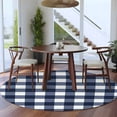thumbnail image 4 of 8ft Round Rug, Navy Blue Check Non-Skid Rubber Backing Large Area Rugs - Living Room Bedroom Home Office, Farmhouse Buffalo Plaid Blue Indoor Floor Mat Carpets Washable Rug, 4 of 9