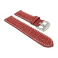 thumbnail image 3 of 22mm Mens' Alligator Style Leather Watch Strap Band, White Stitching, Stainless Steel Buckle, 3 of 7