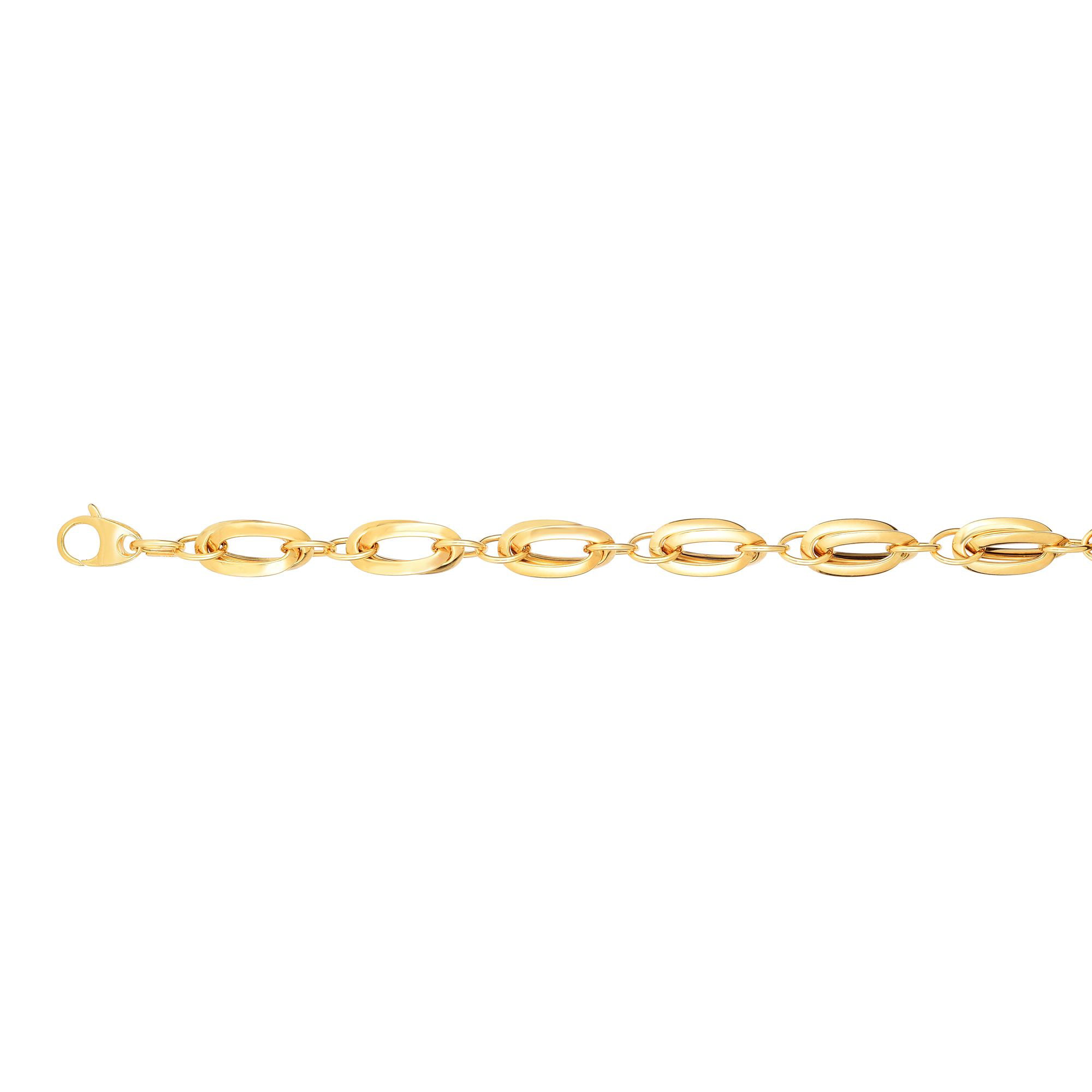 Infinity Link Fancy Bracelet 14kt Yellow Gold Alternate Shiny Twisted Open Oval 