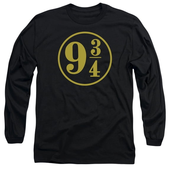 Harry Potter 9 3 4 Long Sleeve Adult 18/1 T-Shirt Black