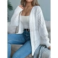 thumbnail image 4 of Crochet Cardigan for Women Long Sleeve Open Front Knit Oversized Cardigan Sweaters White L, 4 of 9