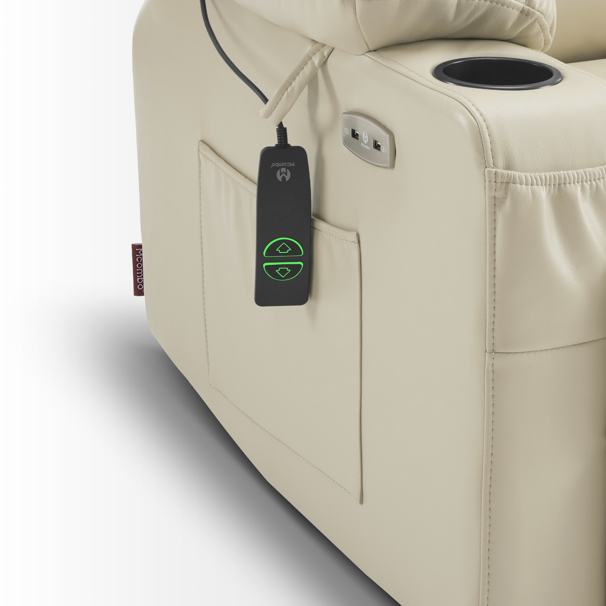 MCombo 27.2'' Extra-Wide Seat Oversized Power Lift Recliner for Big Tall, Faux Leather(Large-Wide, Cream White)