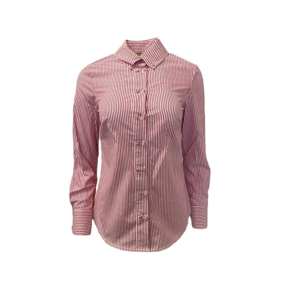 Elizabeth Mckay Women's Striped Button Down Shawna Shirt 4 Red Stripe