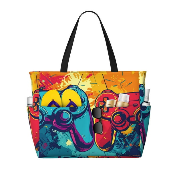 Easygdp Gaming Bolsa de Viaje de Playa de Gran Capacidad, Bolsa Tote Perfecta para la Playa, Escapadas de Fin de Semana y Viajes