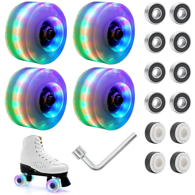 Ruedas de patín de ruedas con luz LED NOTHER con rodamientos, paquete de 4 ruedas de patinaje con iluminación genial para patinaje de doble fila, 32mm x 58mm Adepaton WMZL-1368-3