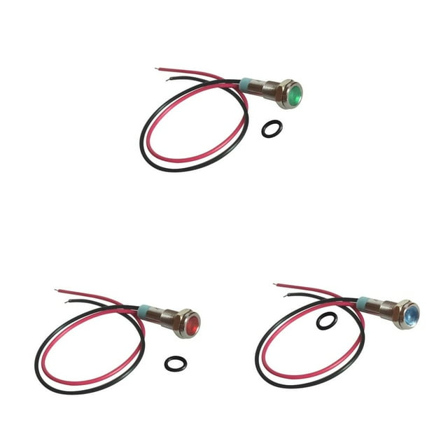 3x 6mm 220V LED Lámpara de lámpara Indicadora de Señal de Tablero de Metal Impermeable para Automóvil