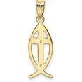 thumbnail image 3 of Solid 10k Yellow Gold Ichthus Fish Pendant - 26mm, 3 of 6