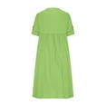 thumbnail image 3 of Women Button Down Dress Loose Summer Cotton Linen Dress Ruffle Hem Casual Dress Short Sleeve Tunic Dress Green XXL, 3 of 5