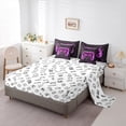 thumbnail image 5 of jejeloiu Cute Console Gamepad 7pcs Bedding Comforter Set,Geometric Honeycomb Hexagon Queen Bedding Sets,Purple Black Queen Sheet Sets For Girls Boys,Super Cozy Room Decor Reversible, 5 of 8