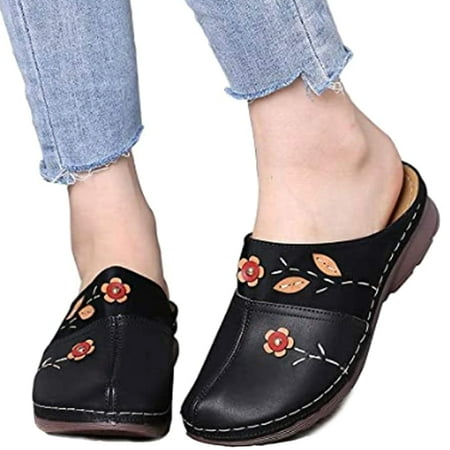 

Women Clogs Sandals Ladies Comfort Closed Toe Wedges Platform Shoes Flower Slipper New