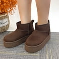 thumbnail image 5 of Glaze Women Winter Slip On Warm Fur Suede Snow Ankle Boots Slipper 2 Inch Sole, 5 of 6