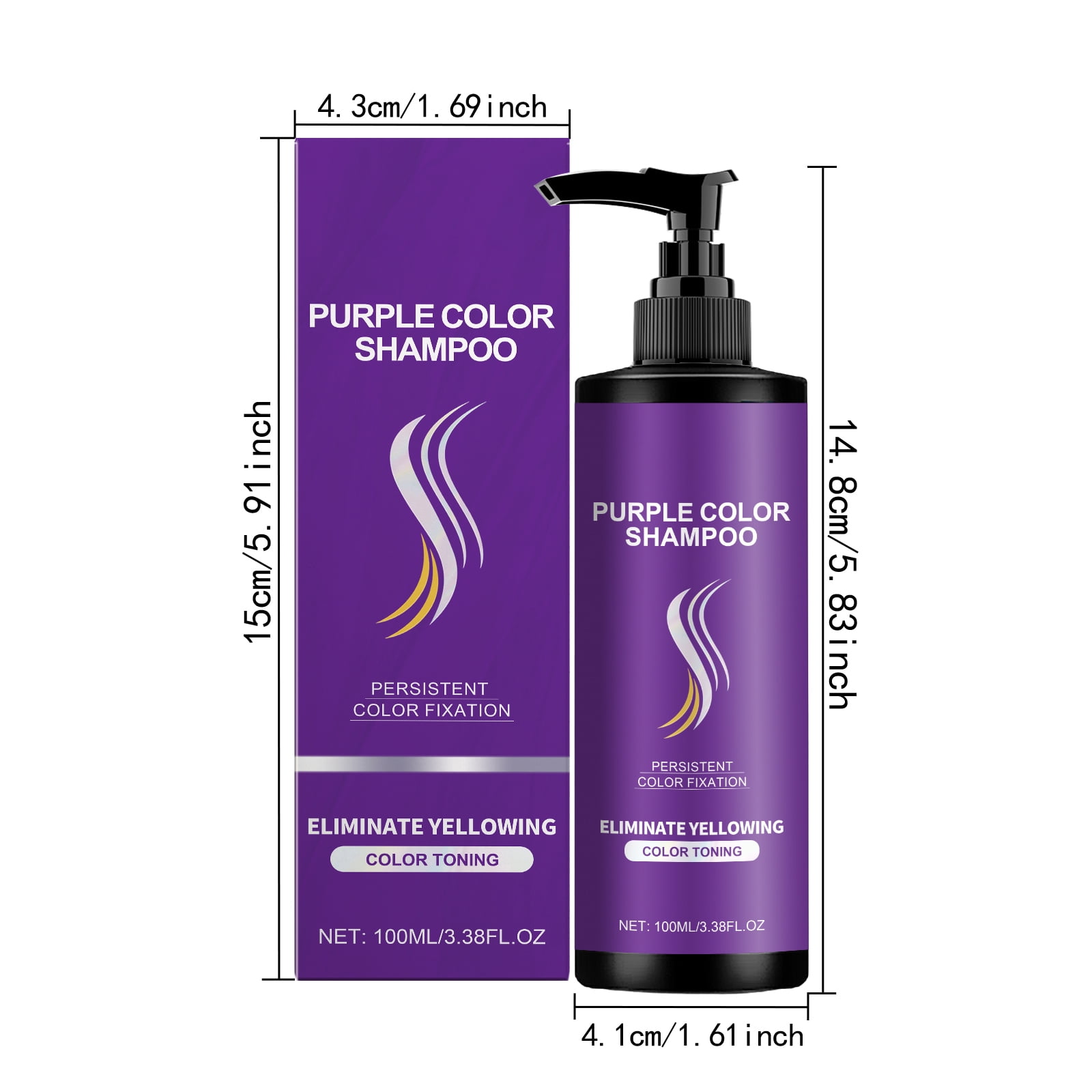 Alvantor Purple Shampoo for Blonde Hair Toning Brass Color Care Daily Nourishing Moisturizing, 3.38fl.oz
