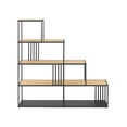 thumbnail image 3 of Minimalist Divider Wood Bookshelf with Slats - Oak / Black, 3 of 6