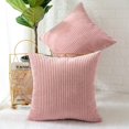 thumbnail image 1 of Funda De Cojín Y Funda De Cojín Juego De 2 Fundas De Cojín Decorativas Cuadradas Decoraciones De Rayas De Pana Melocotón Rosa para Sofá Cama Silla 45x45cm, 1 of 3