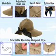 thumbnail image 3 of Straw Sun Summer&nbsp;Visor for Women, Female Wide Brim UPF 50+ UV Protection Hat, Ladies Adjustable Roll UP Messy Bun Ponytail Cap, Foldable Packable Beach Travel Hat, Windproof Chin Strap, 3 of 5