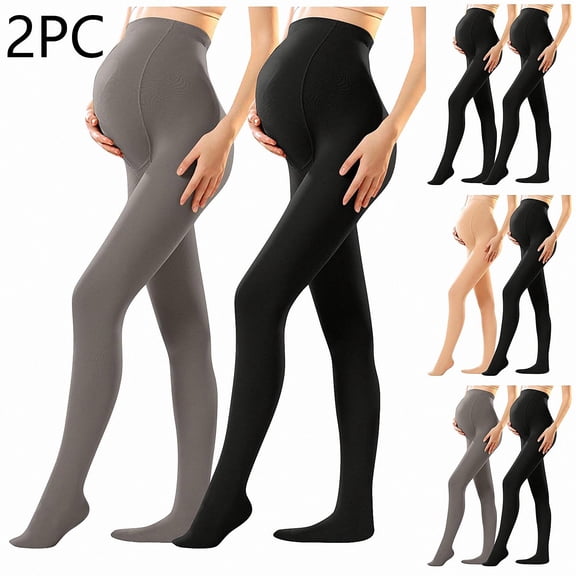 Lumosvexa Maternity Thermal Sockings 2 Pack Over The Belly Stretchy Soft Skinny Fit Winter Warm Base Maternity Leggings Black Free Size