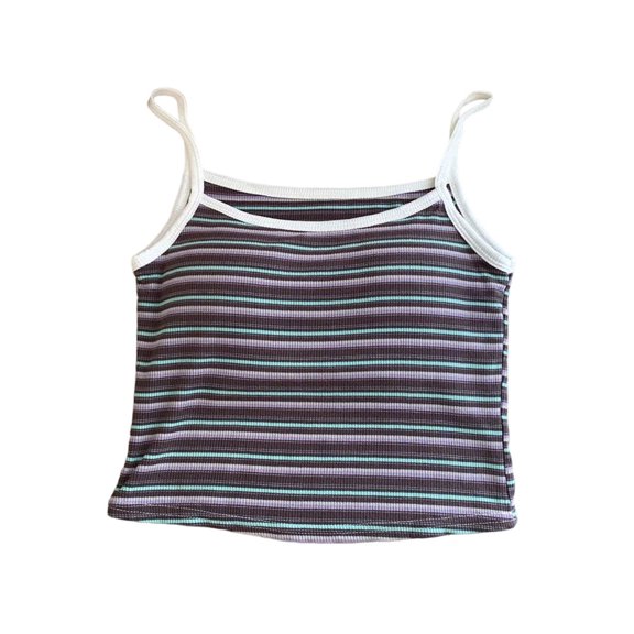 Womens Tank Tops Casual New Women's Striped Camisole Top with Bra Spaghetti Strap Slim Fits Tank Tops Summer Comfy Basic Cami Tops Outer Wear Coffee One Size