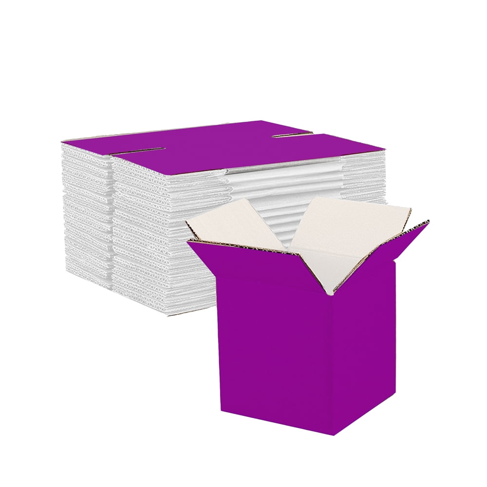 UCANPACK Purple Color Shipping Boxes (White Inside) 7x7x7 Inch (25 Pack) Purple Shipping Box for Moving Boxes - 7x7x7 Shipping Boxes for Small Business, Custom Color Shipping Boxes