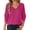 AW1-Hot Pink, variant on GBSYEWXS Women Sweater V-Neck Long Sleeve Pullover Comfortable Solid Color Sweater Soft Blue