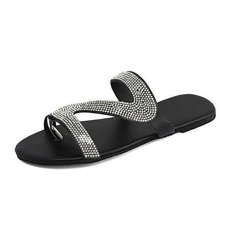 

Women s Lightweight Rhinestones Thong Sandals Mini Heels Fashion Roman Sandals Summer Casual Comfort Slipper