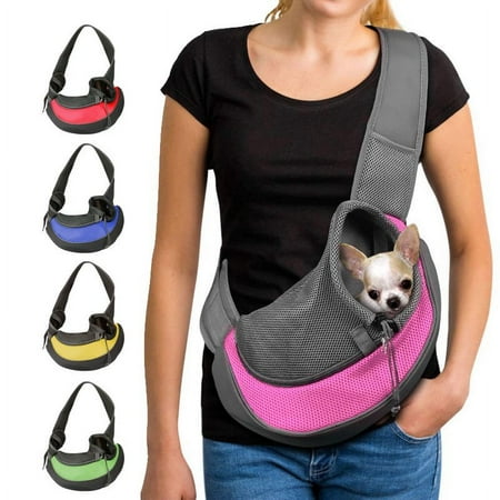 Pet Dog Sling Carrier  Breathable Mesh Portable Travel Safe Pet Sling Shoulder Bag Carrier with Adjustable Non-Slip Shoulder Strap for Small Dogs Cats Puppy