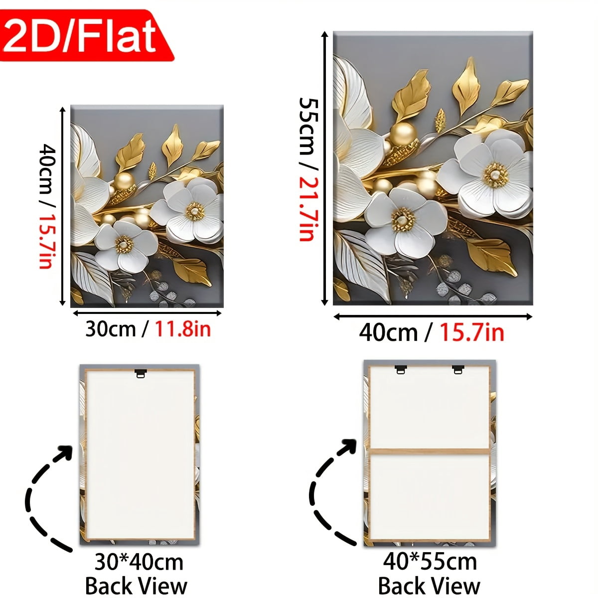 2D Flat Three Pieces of Modern Stylish Abstract Floral Art in 2D Print, Featuring Framed Canvas Paintings And Posters That Are Ready to Hang. Perfect for Home Decor, Wall Art