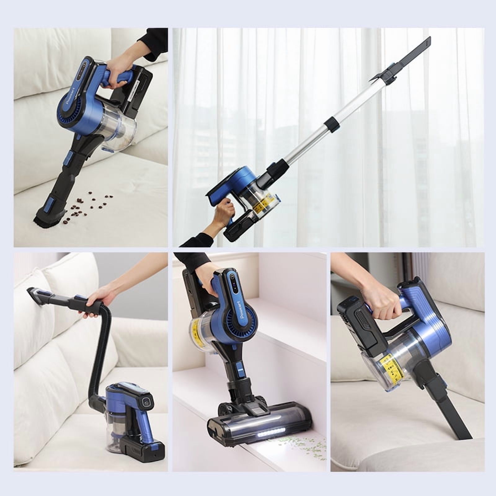 Vacuum Cleaners POWEART V870 Purple Cordless Vacuum, 30KPa Suction, 350W Motor, 8-in-1 Cleaner,Floor Cleaning Machines