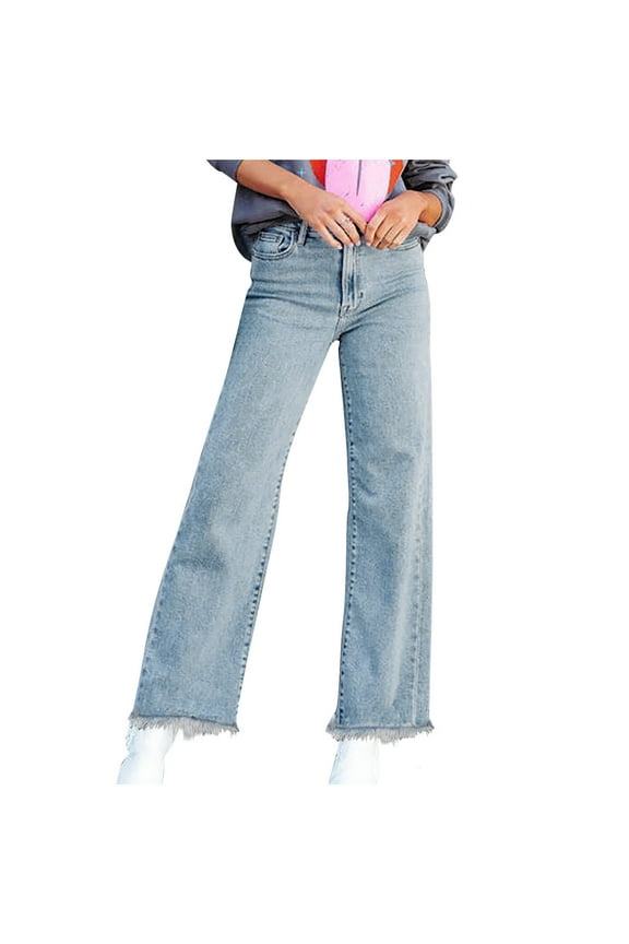 Wide Leg Jeans for Women High Waist Baggy Distressed Jeans Pants Straight Bootcut Denim Trousers Casual Cowgirl Pants