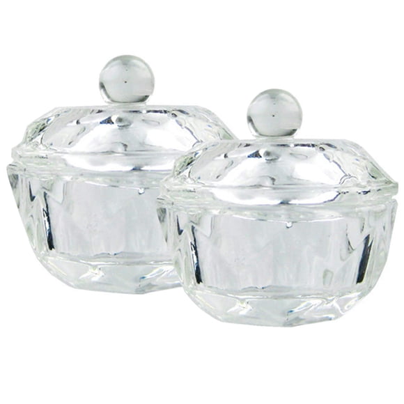 Mollensiuer 2 Unids Clear Nail Art Acrílico Líquido Polvo Dappen Plato Tazón Vidrio Taza Cristalería Con Tapa Para Nail Art Manicura Herramientas De Cuidado