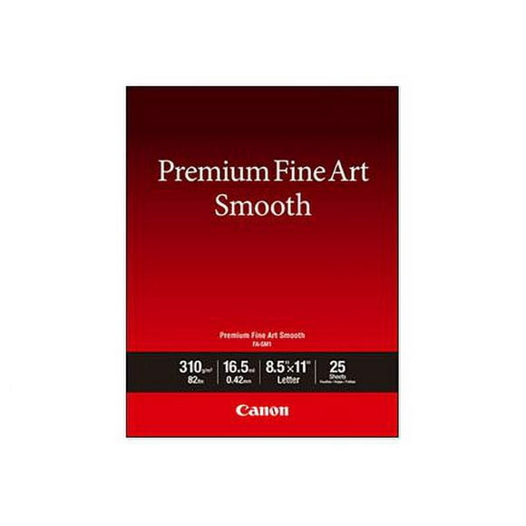 Canon Premium Fine Art Smooth FA-SM1 - Smooth - 16.5 mil - 8.5 in x 11 in - 310 G/M - 25 Feuille(S) de Papier photo