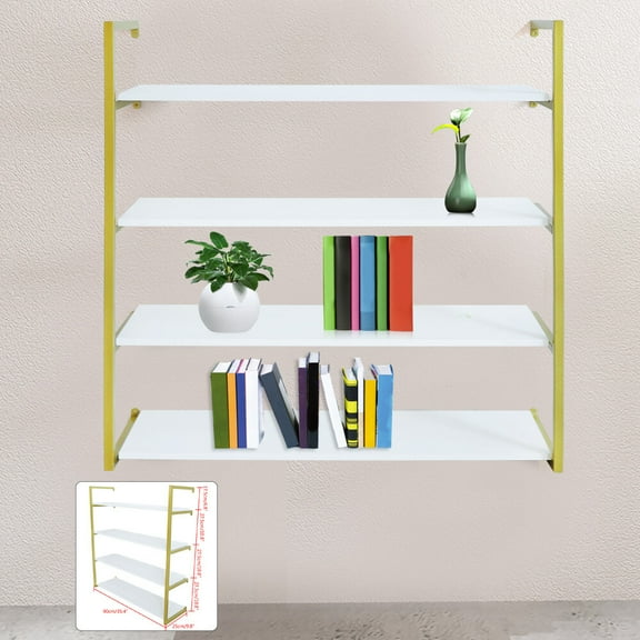 DENEST Gold Wall-Mounted Floating Shelf Rack - Stylish Storage Organizer