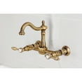 thumbnail image 3 of Kingston Brass KS1263TAL Tudor Double-Handle Wall-Mount Bridge Kitchen Faucet, Antique Brass, 3 of 7
