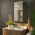 thumbnail image 2 of Bathroom Medicine Cabinet, Aluminum, Recessed/Surface Mount, 20" x 40", Right/Left Hinged, Mirrored Interior, 2 of 12
