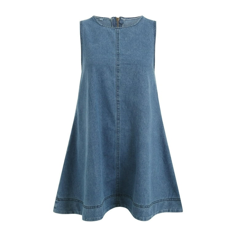 white christmas dresses Denim Collared Sleeveless Button Down Self Sash Tie Midi Dress *FINAL – SSYS