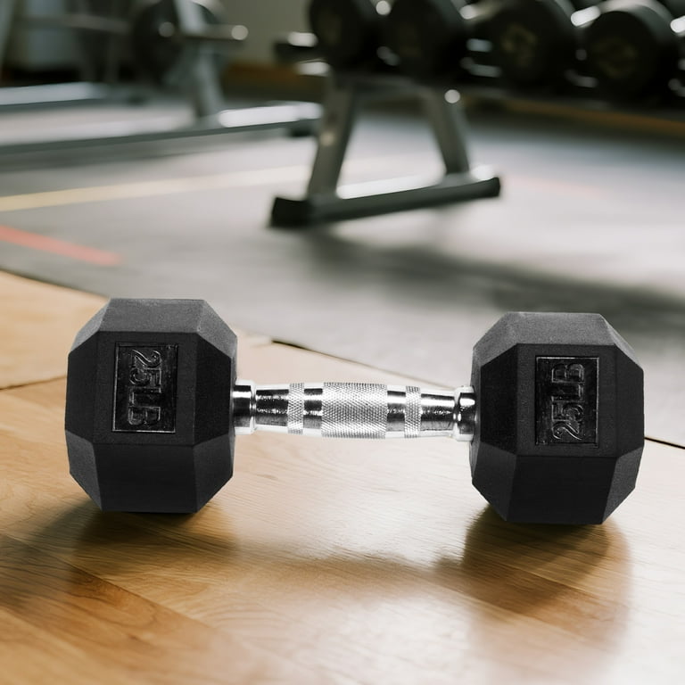 EDX 25 LB Rubber Hex Dumbbell – Anti-Roll Grip for Strength