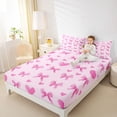 thumbnail image 4 of Homewish Lovely Bow Knot Twin Sheet Sets,Cartoon Heart Print Twin Fitted Sheet,Pink Bowtie Flat Sheet For Girl Kids,Microfiber Bedroom Decor,3pcs, 4 of 7